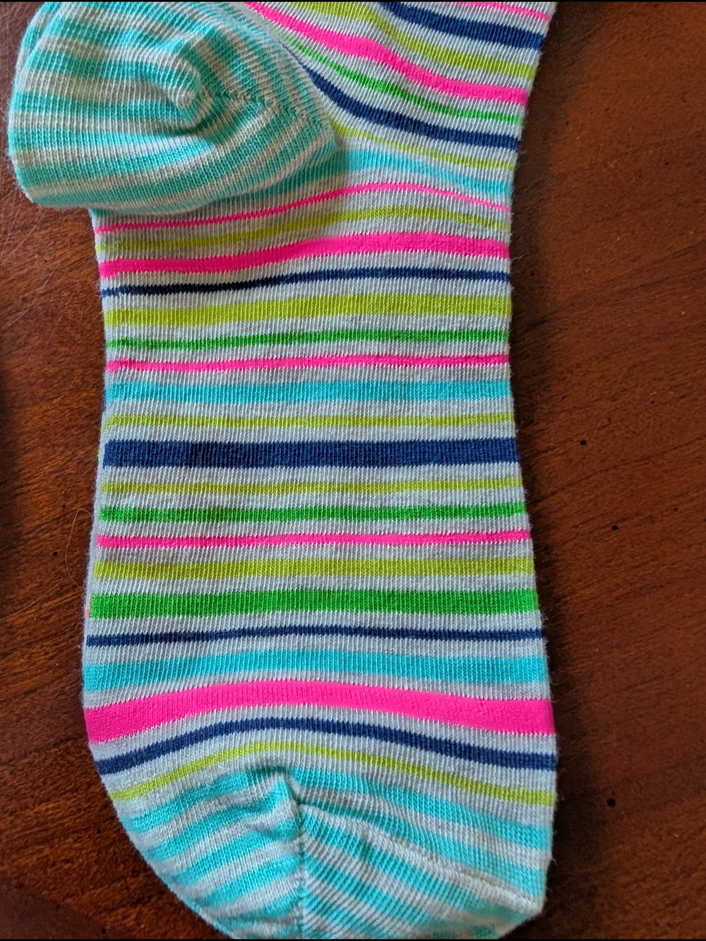 Blue Q Multicolor Striped & Text Crew Socks - Pink, Green, Blue, Yellow - Picture 6 of 10